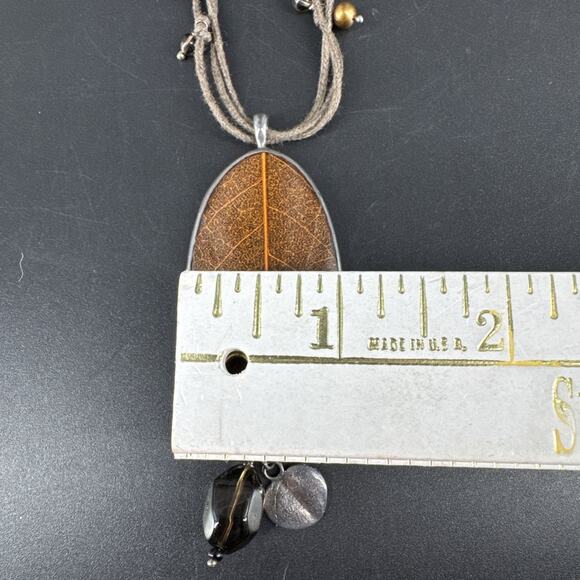 SILPADA Sterling Silver Soursop Leaf Pendant Waxed Cotton Cord Necklace N2100 - Picture 13 of 16